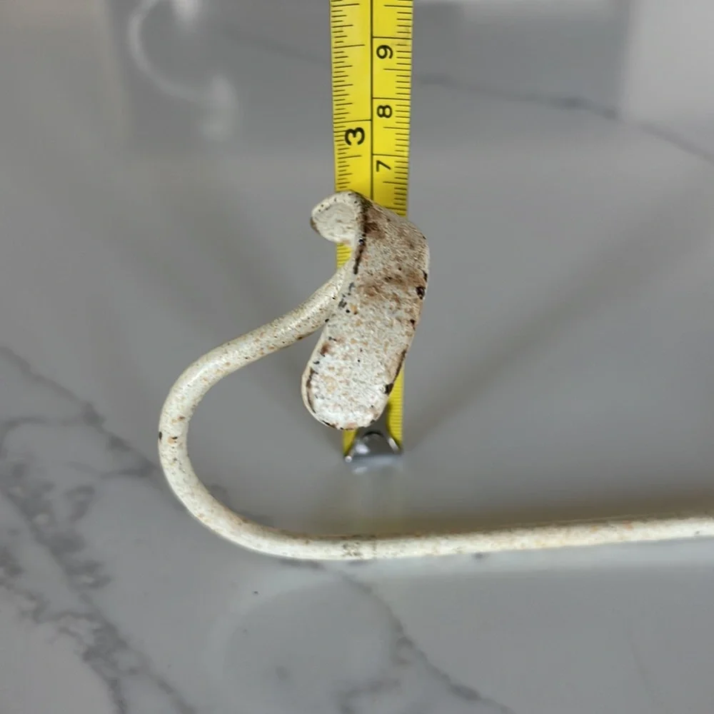 J initial chippy rusty paint metal hook vintage inspired